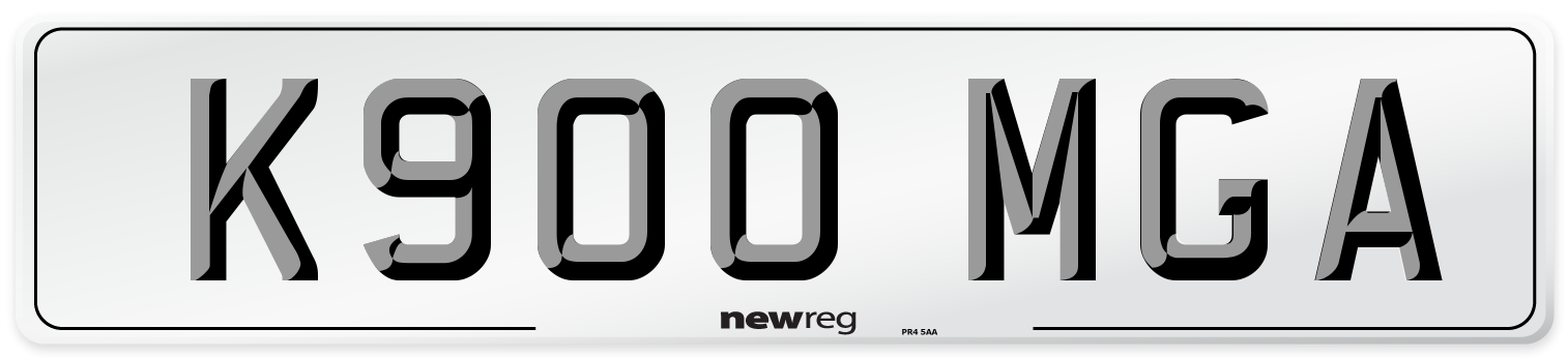 K900 MGA Number Plate from New Reg